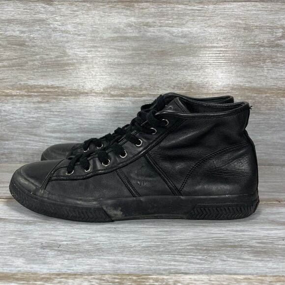 Polo Ralph Lauren Men's Tremayne Black Leather Sneakers Size 12 D - Picture 1 of 10